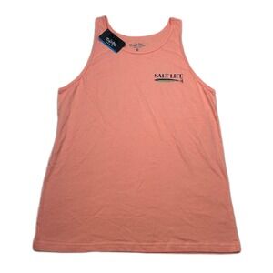 Salt Life Gone Fishing Tank Top Mens Medium‎ Sleeveless Graphic Papay NEW